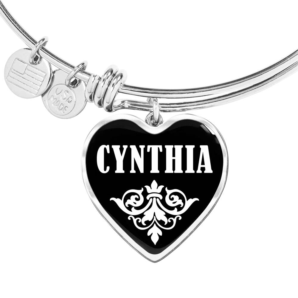 Cynthia v02 - Heart Pendant Bangle Bracelet