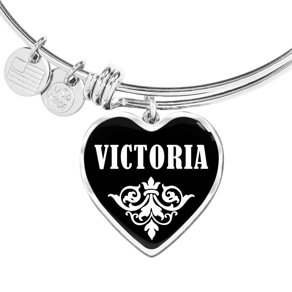 Victoria v02 - Heart Pendant Bangle Bracelet