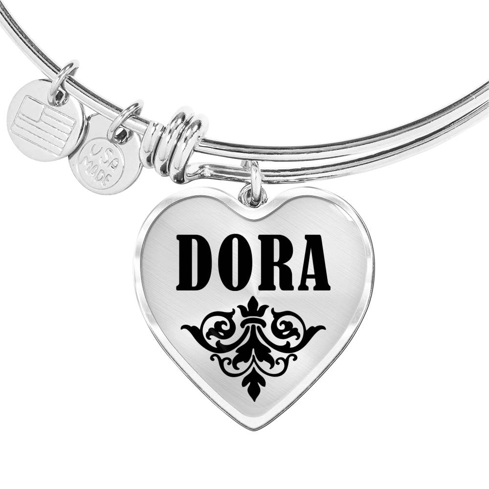 Dora v01 - Heart Pendant Bangle Bracelet