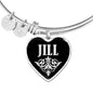 Jill v01s - Heart Pendant Bangle Bracelet