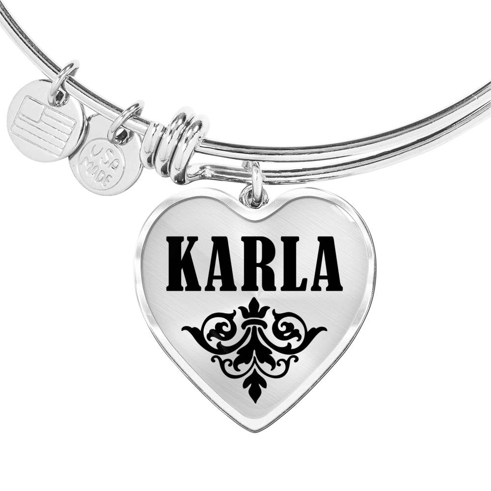 Karla v01 - Heart Pendant Bangle Bracelet