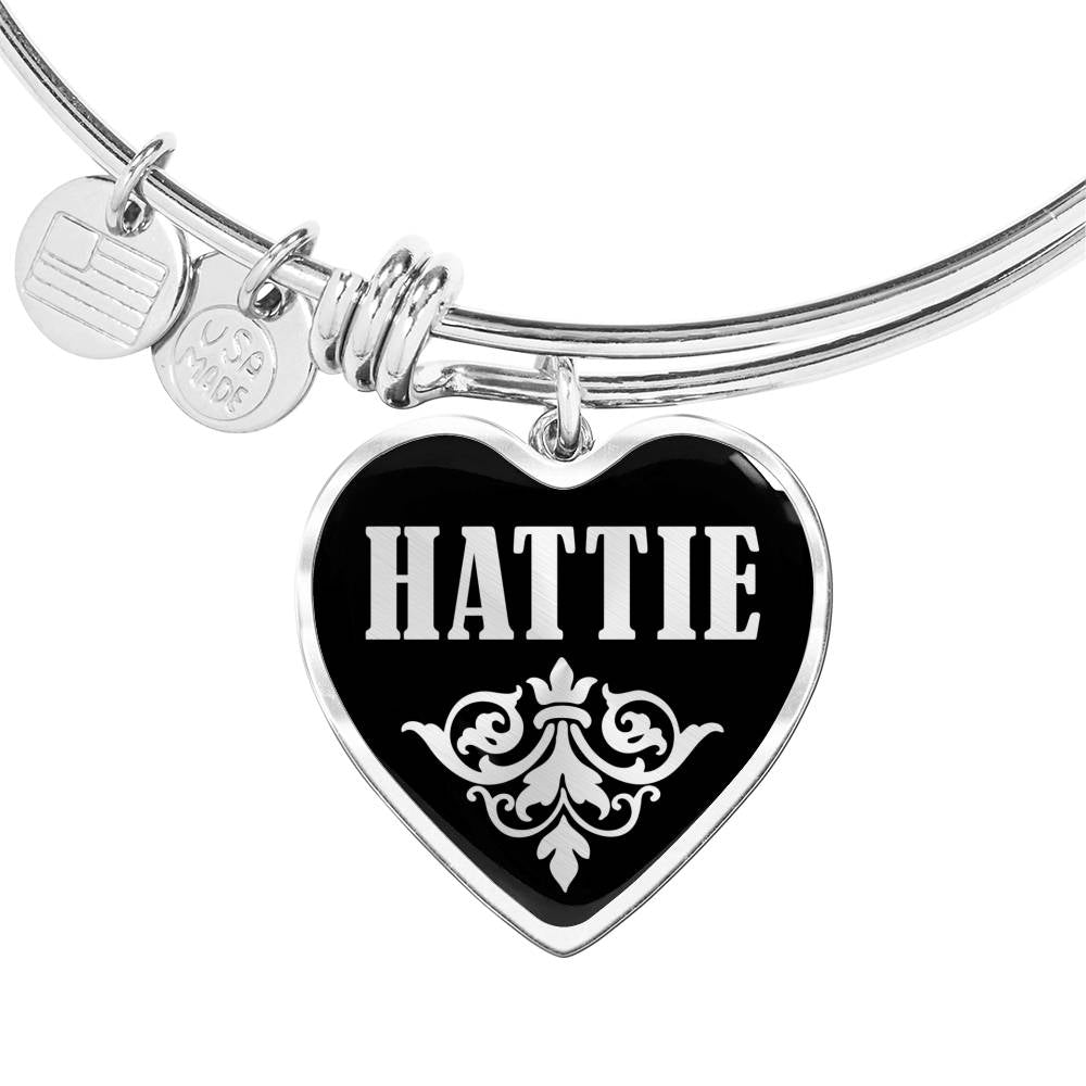Hattie v01s - Heart Pendant Bangle Bracelet