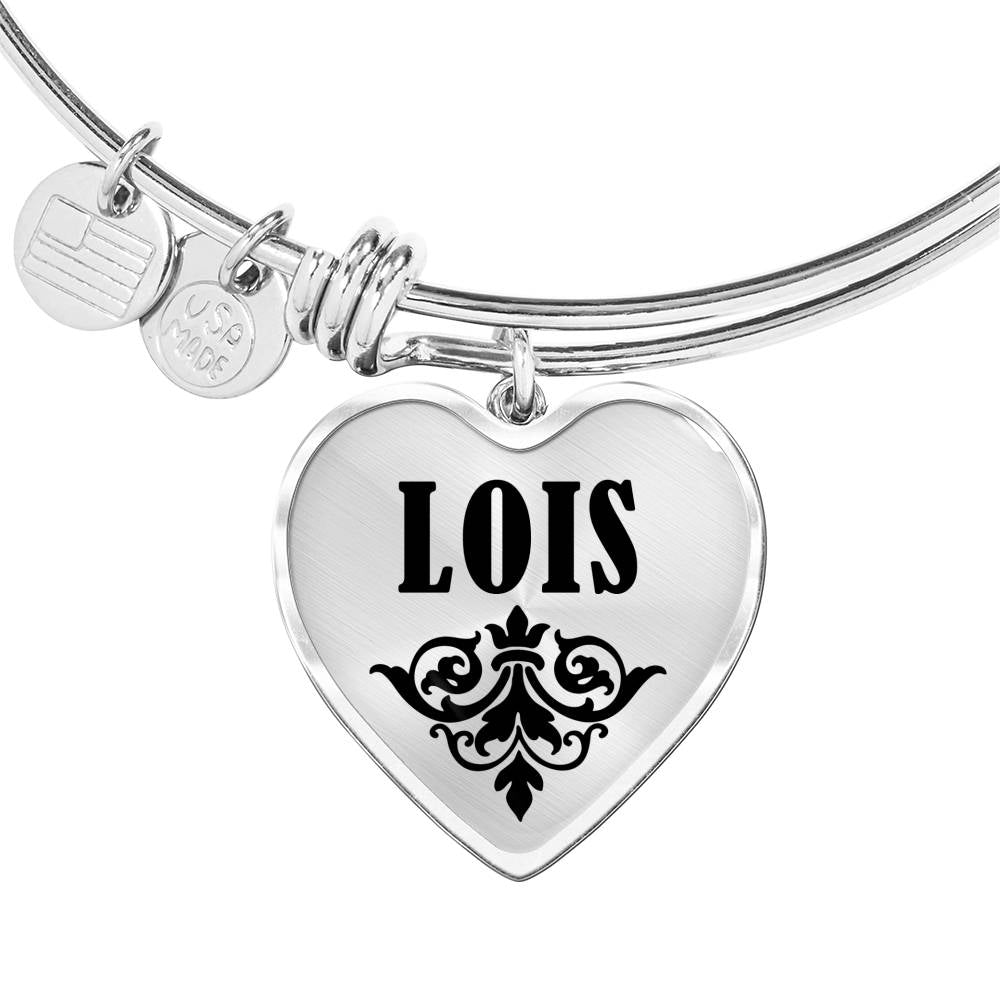 Lois v01 - Heart Pendant Bangle Bracelet