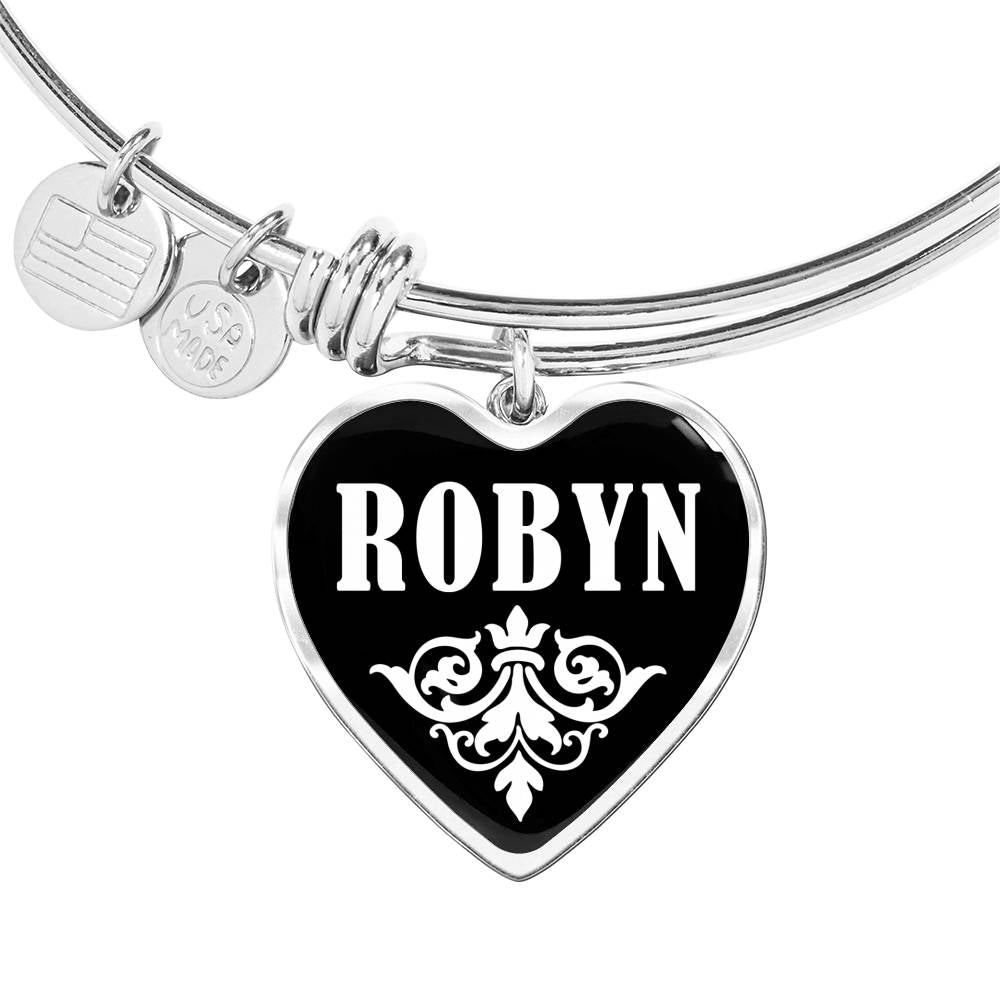 Robyn v02 - Heart Pendant Bangle Bracelet