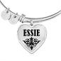 Essie  v01 - Heart Pendant Bangle Bracelet