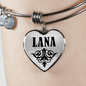 Lana  v01 - Heart Pendant Bangle Bracelet
