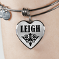 Leigh  v01 - Heart Pendant Bangle Bracelet