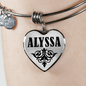 Alyssa  v01 - Heart Pendant Bangle Bracelet
