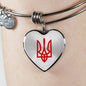 Tryzub (Red) v2 - Heart Pendant Bangle Bracelet