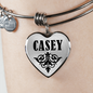 Casey  v01 - Heart Pendant Bangle Bracelet