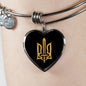 Stylized Tryzub - Heart Pendant Bangle Bracelet