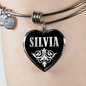 Silvia v02 - Heart Pendant Bangle Bracelet
