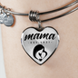 Mama, Est. 2021 - Heart Pendant Bangle Bracelet