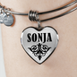 Sonja  v01 - Heart Pendant Bangle Bracelet