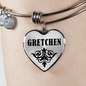 Gretchen  v01 - Heart Pendant Bangle Bracelet
