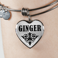 Ginger  v01 - Heart Pendant Bangle Bracelet