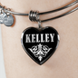 Kelley v02 - Heart Pendant Bangle Bracelet