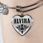 Elvira  v01 - Heart Pendant Bangle Bracelet