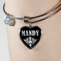 Mandy v02 - Heart Pendant Bangle Bracelet