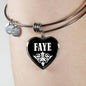 Faye v02 - Heart Pendant Bangle Bracelet