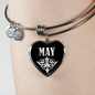 May v02 - Heart Pendant Bangle Bracelet
