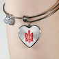 Stylized Tryzub (Red) - Heart Pendant Bangle Bracelet
