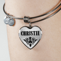 Christie  v01 - Heart Pendant Bangle Bracelet
