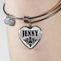 Jenny v01 - Heart Pendant Bangle Bracelet