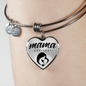 Mama, Est. 2021 - Heart Pendant Bangle Bracelet