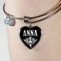 Anna v01s - Heart Pendant Bangle Bracelet