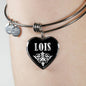 Lois v01s - Heart Pendant Bangle Bracelet