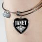 Janet v02 - Heart Pendant Bangle Bracelet