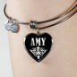 Amy v01s - Heart Pendant Bangle Bracelet