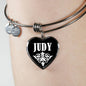 Judy v02 - Heart Pendant Bangle Bracelet