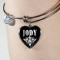 Jody v01s - Heart Pendant Bangle Bracelet