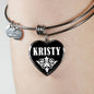 Kristy v02 - Heart Pendant Bangle Bracelet