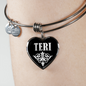 Teri v02 - Heart Pendant Bangle Bracelet