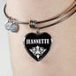 Jeannette v02 - Heart Pendant Bangle Bracelet