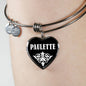 Paulette v02 - Heart Pendant Bangle Bracelet