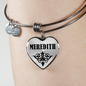 Meredith  v01 - Heart Pendant Bangle Bracelet