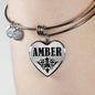 Amber v01 - Heart Pendant Bangle Bracelet