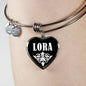 Lora v02 - Heart Pendant Bangle Bracelet