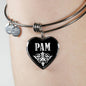 Pam v01s - Heart Pendant Bangle Bracelet