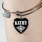 Kathy v02 - Heart Pendant Bangle Bracelet