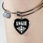 Angie v02 - Heart Pendant Bangle Bracelet