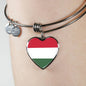 Hungarian Flag - Heart Pendant Bangle Bracelet
