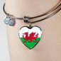 Welsh Flag - Heart Pendant Bangle Bracelet