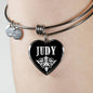 Judy v01s - Heart Pendant Bangle Bracelet