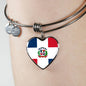 Dominican Flag - Heart Pendant Bangle Bracelet