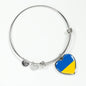 Ukrainian Flag - Heart Pendant Bangle Bracelet